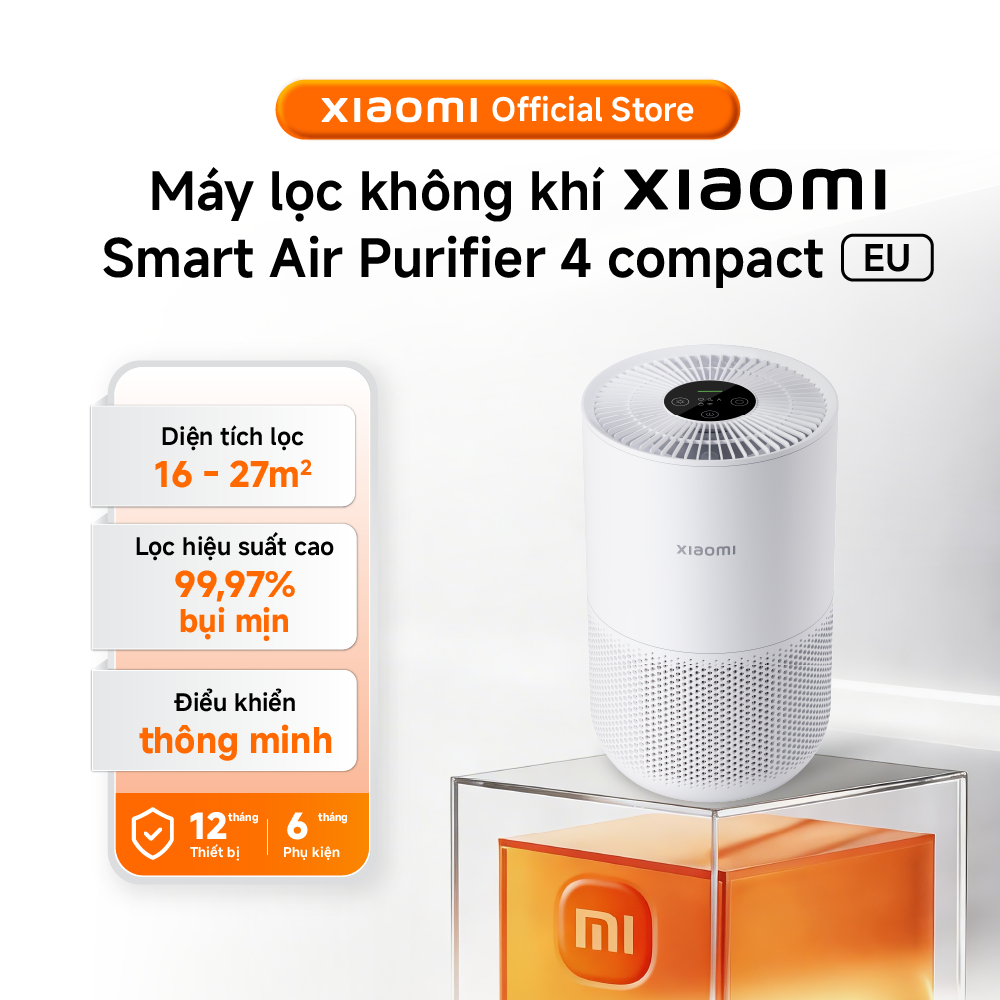 Xiaomi Máy lọc không khí thông minh Smart Air Purifier 4 Compact EU | 99,97% bụi mịn | 16 - 27m² - BH 1 năm chính hãng
