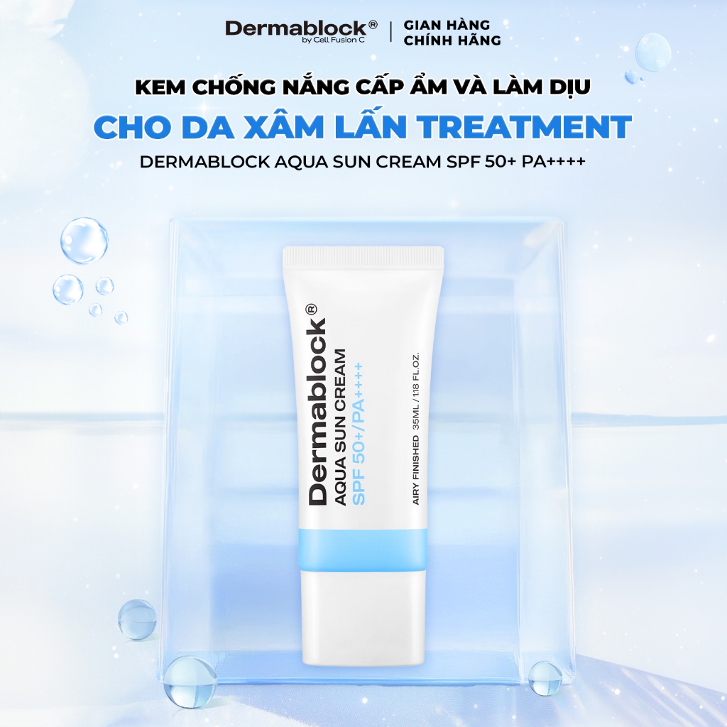 Kem chống nắng cấp ẩm và làm dịu cho da xâm lấn, treatment Dermablock Aqua Sun CreamSPF50+ PA++++35ml [ S1 ]