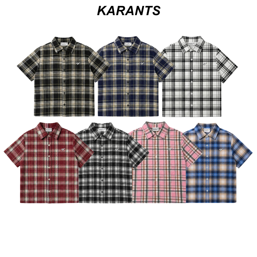 (Restock nhiều) Áo Sơ Mi Trơn Logo KimLoại Karants Form Boxy Vải Flannel Chống Nhăn Premium Nam Nữ - KR268