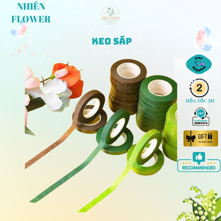 Cuộn Bắng Keo Sáp Quấn Cành Dùng Quấn Cành Hoa Kẽm Nhung, Quấn Cành Hoa Giả, Hoa Sáp