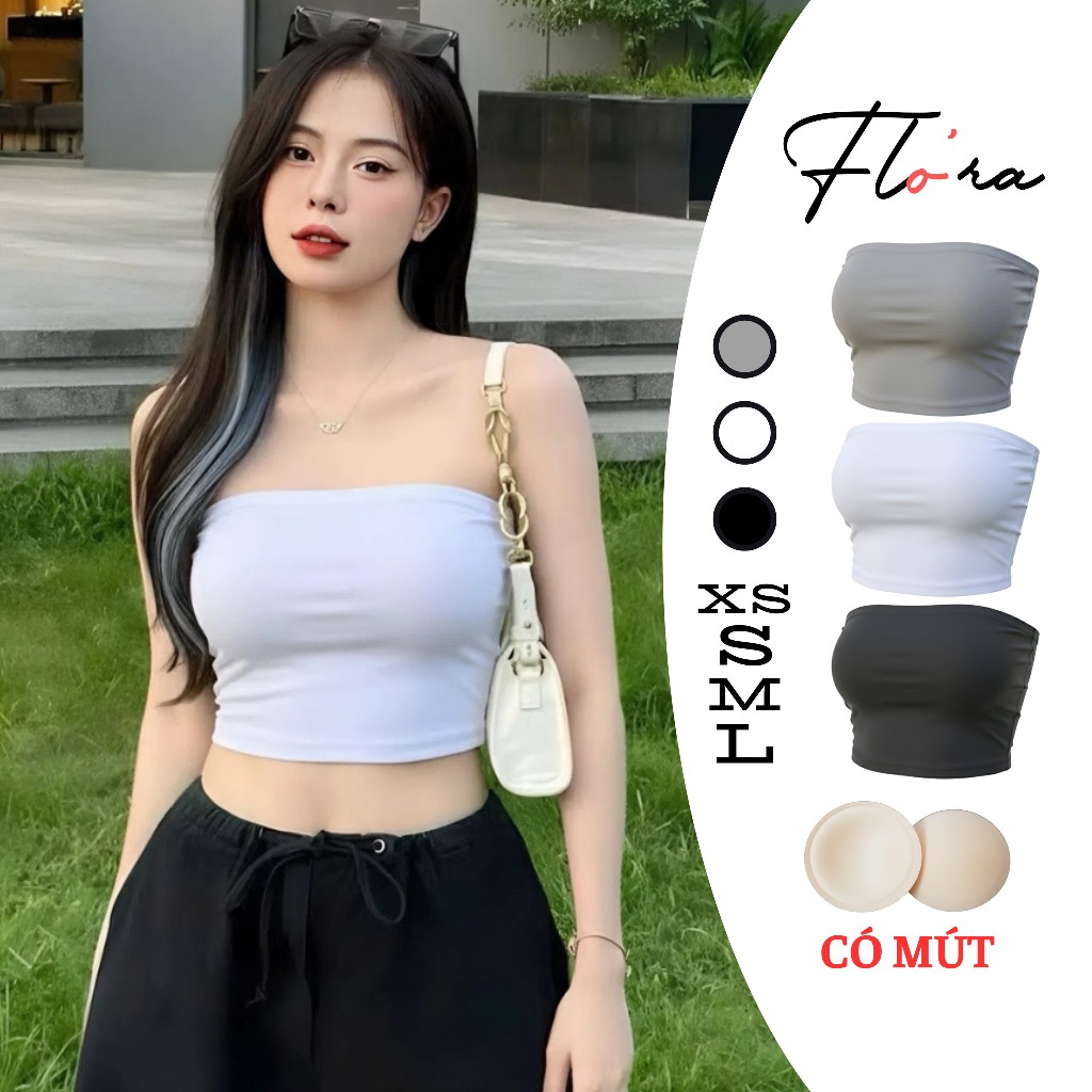 Áo Croptop ỐNG NGẮN CÓ MÚT NGỰC Thun Borip Kiểu Ôm Body CR31, Áo Thun Nữ Quây Trơn Basic Có Bigsize Flo'ra