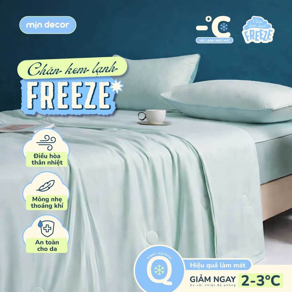 [HOẢ TỐC - HN] Chăn Kem Lạnh Freeze Mịn Decor, Chăn Băng Lạnh, Chăn Mùa Hè Mềm Mát, Mỏng Nhẹ, Kích Thước 2mx2m2