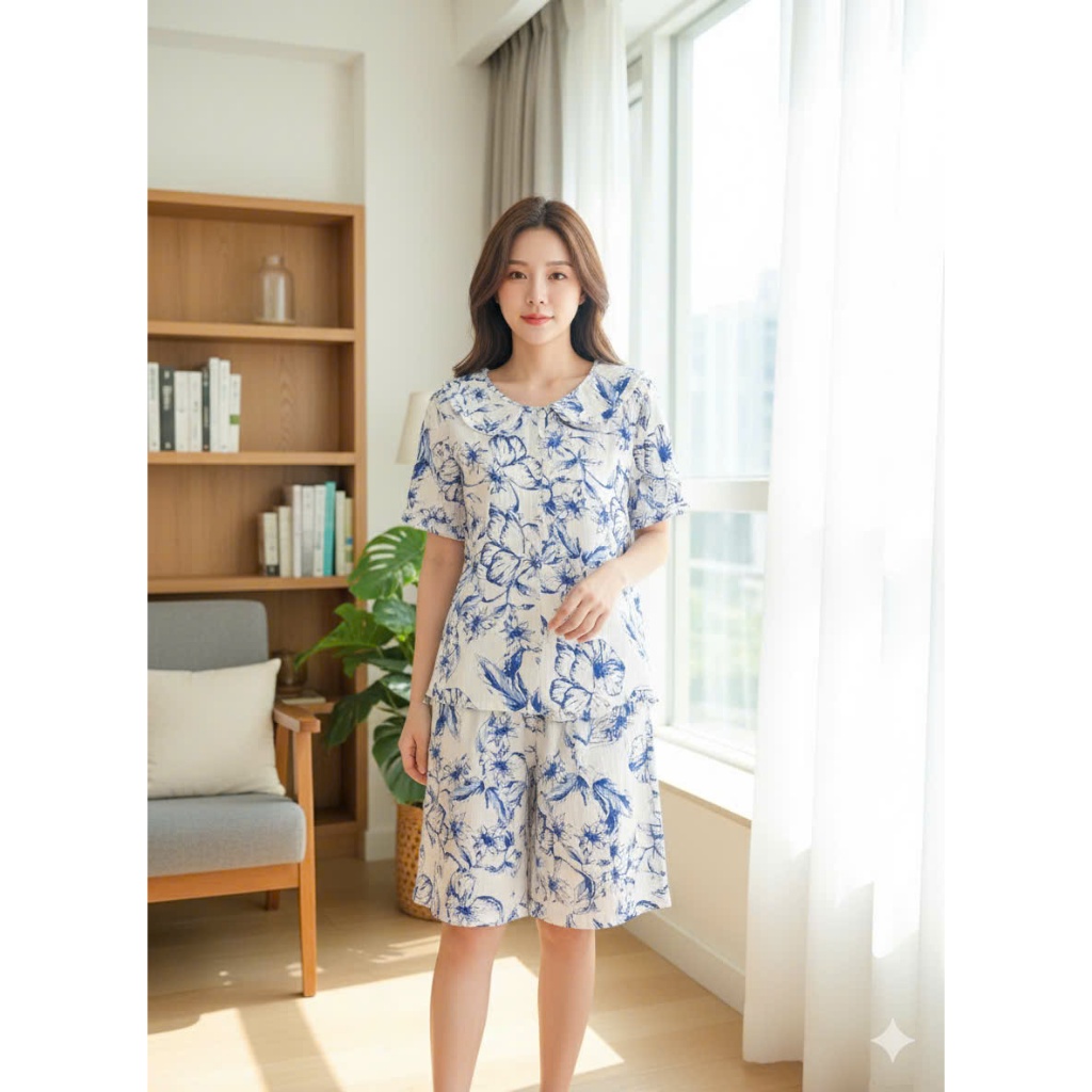 Bộ pijama nữ lửng nhà nhiều màu chất Cotton, Xô Lụa, Đũi, Tole, Lanh ĐBTK