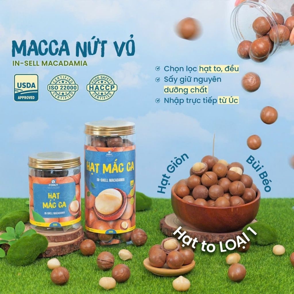 Hạt Macca Úc Nứt Vỏ MONUTS thơm giòn béo