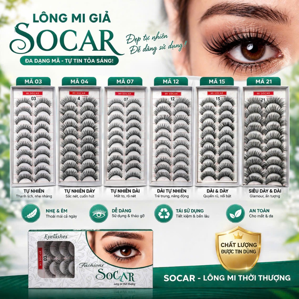 Lông mi giả Socar giúp đôi mắt trở nên đầy quyến rũ