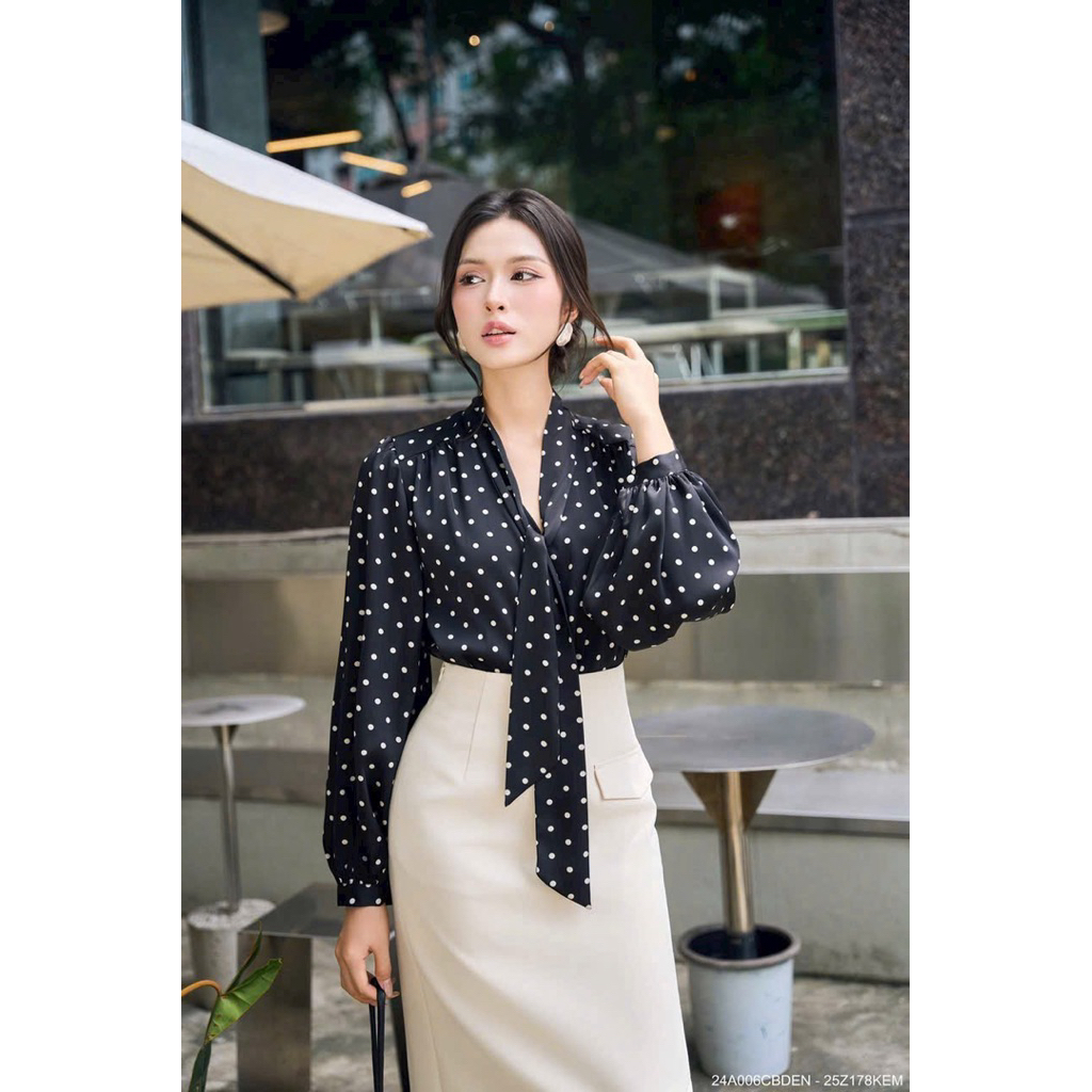 Áo lụa chấm bi