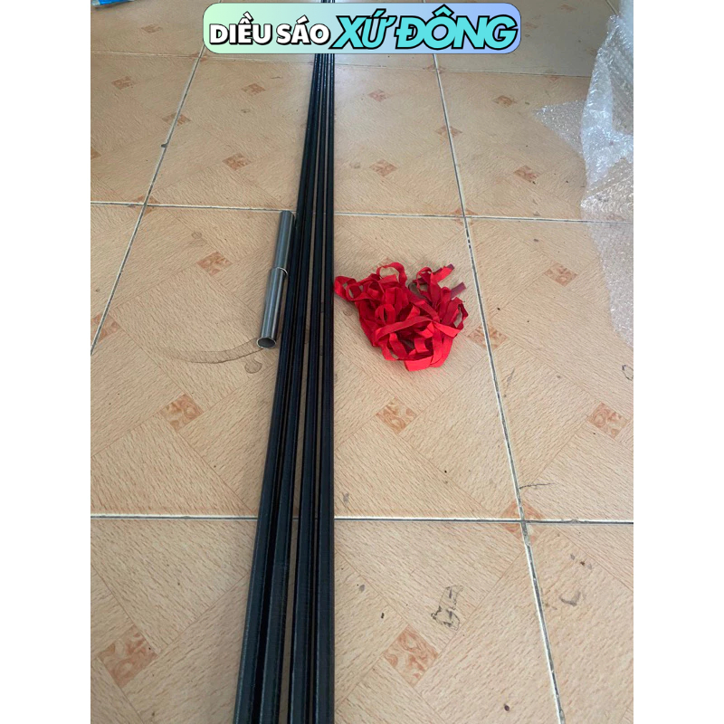 Combo 4 nan cacbon đen xoắn làm diều - tặng 2 ống nối inox và dây quấn chặn