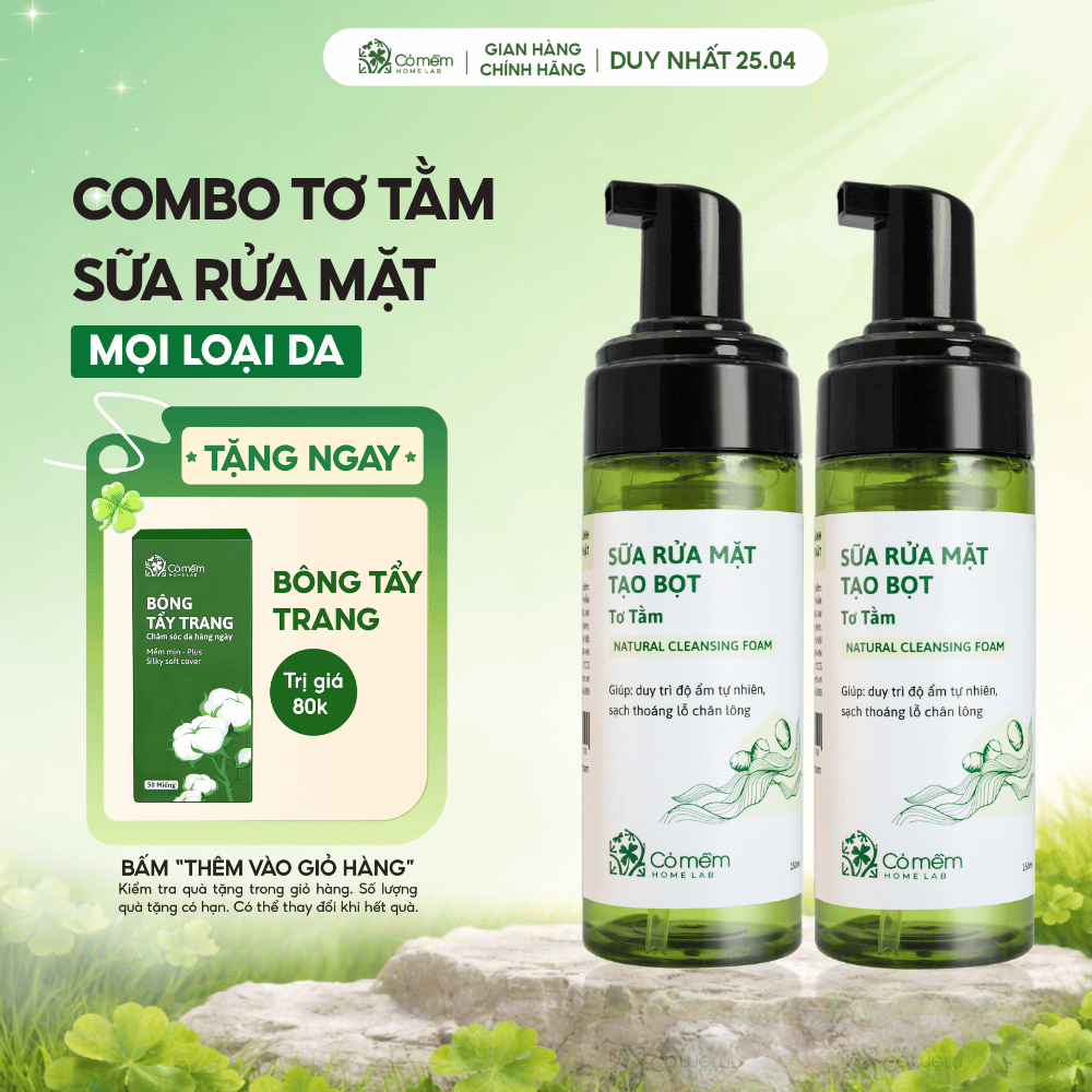 Bộ 2 Chai Sữa Rửa Mặt Tạo Bọt Sạch Sâu Không Khô Da Dành Cho Da Dầu Khô Thường Cỏ Mềm