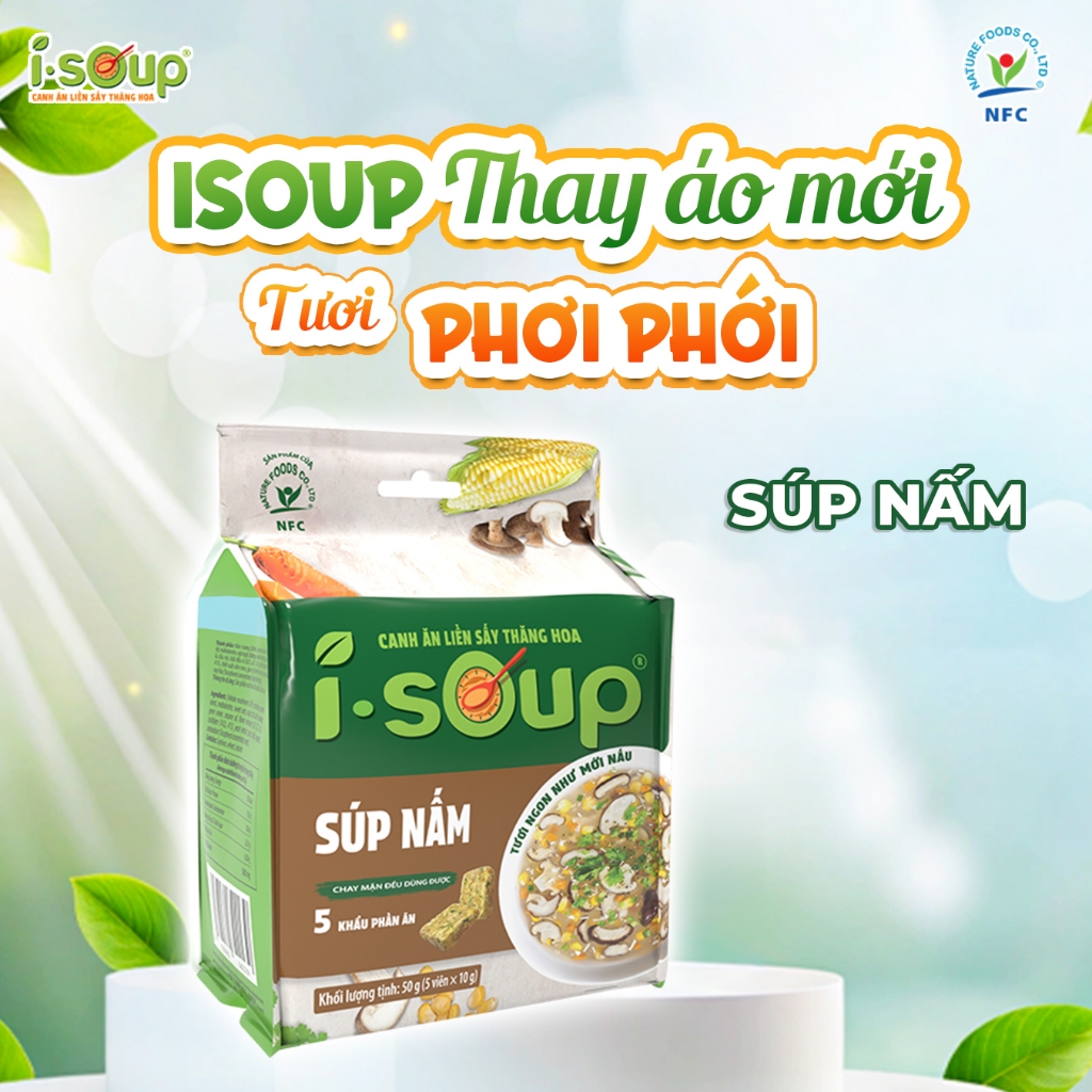 Viên Súp Sấy Thăng Hoa Nấm Chay I-Soup 50g (túi 05 viên)