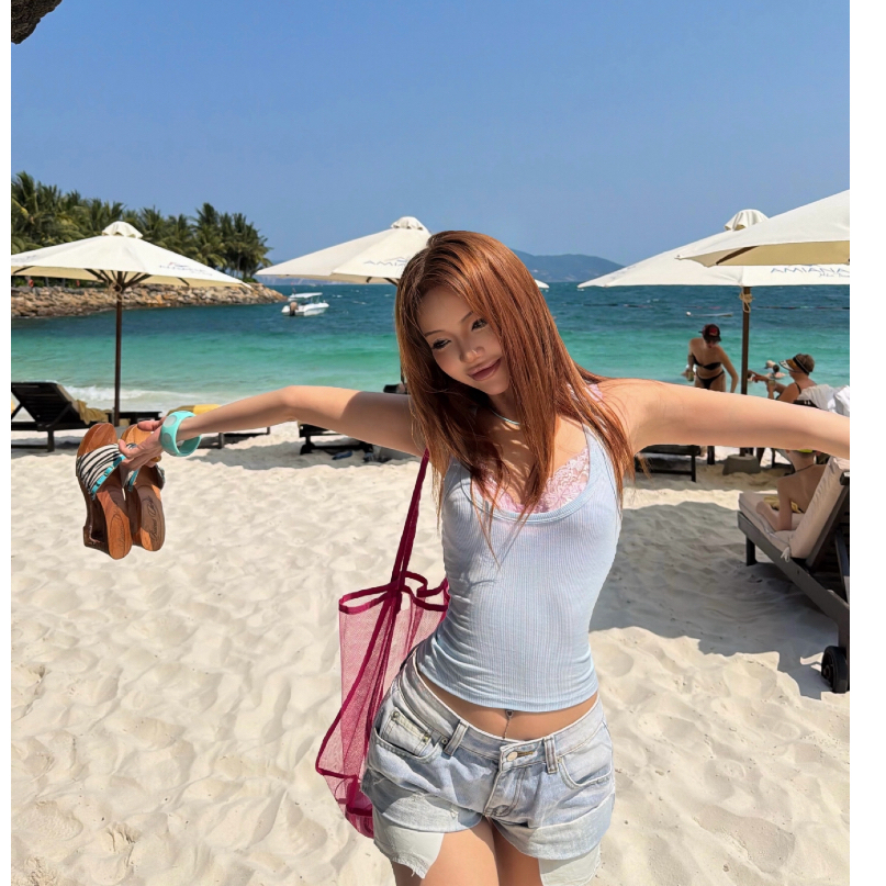 Quần short jean cô gái biển đường phố âu mĩ