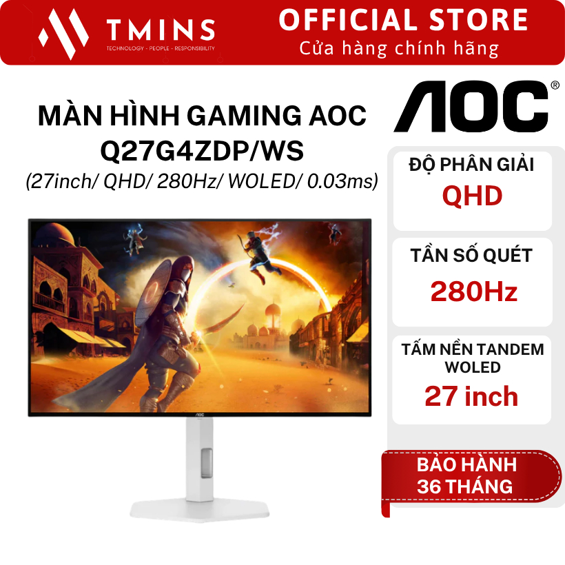 Màn Hình Gaming AOC Q27G4ZDP/WS (27inch/ QHD/ 280Hz/ WOLED/ 0.03ms) - Hàng chính hãng