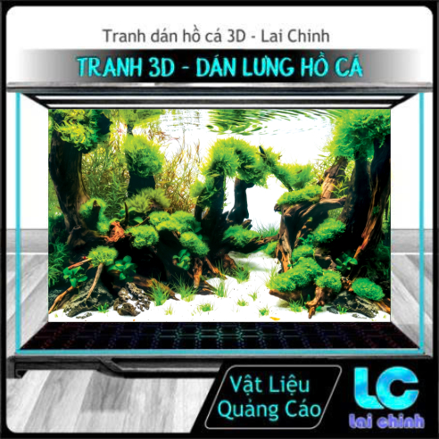 Decal dán hồ cá 3d, Tranh Dán Bể Cá Thủy Sinh, Bể Cá Rồng (TRANH LƯNG)_TS 290