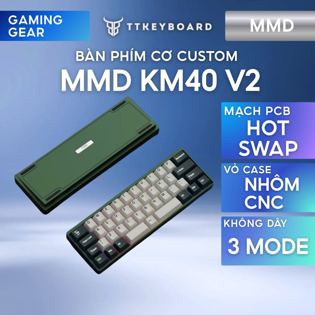 [Hỏa Tốc] Bàn Phím Cơ Không Dây Nhôm CNC MMD KM40 Layout 40 Nhỏ Gọn 3 Mode Hỗ Trợ QMK VIA