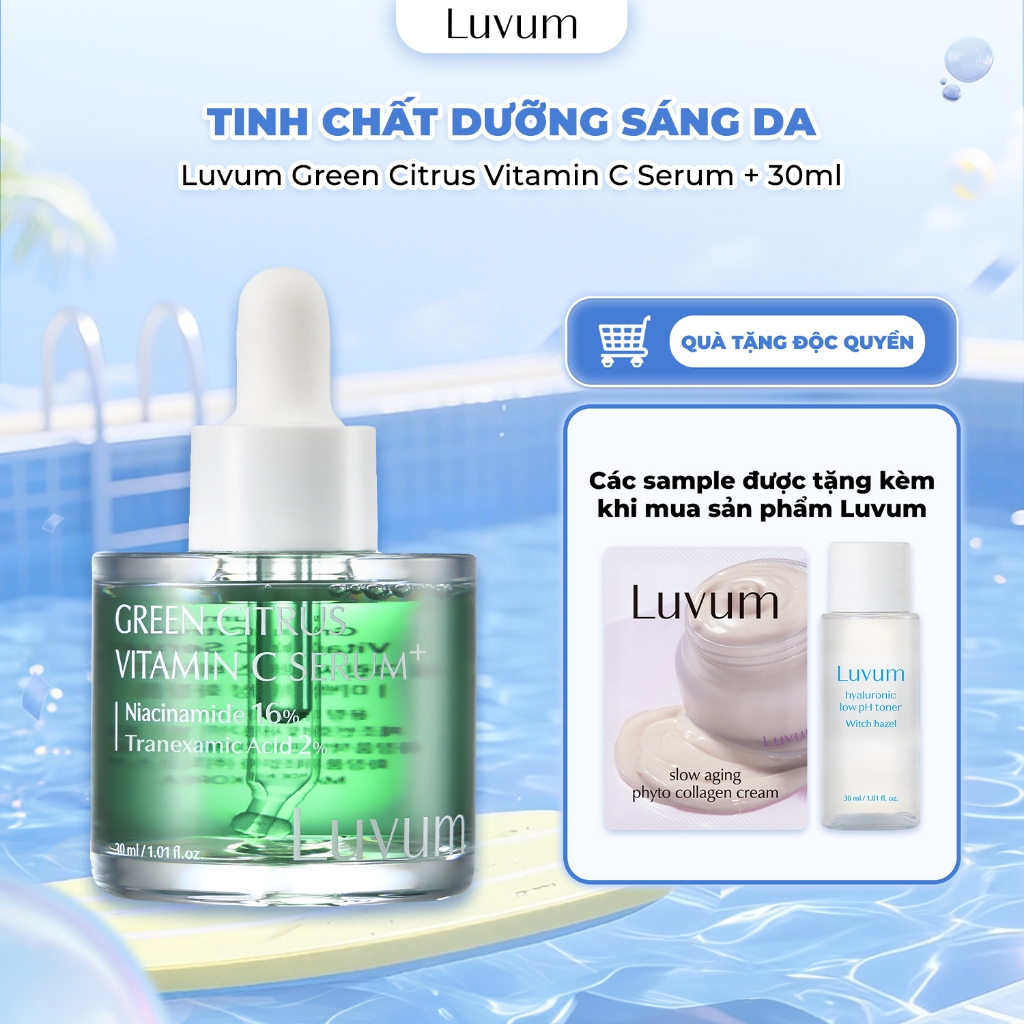 [DUY NHẤT 15.5] Tinh Chất Dưỡng Sáng Da 2% Tranexamic Acid + 16% Niacinamide Luvum Green Citrus Vitamin C 30ml