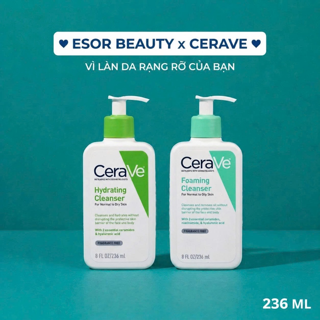 Sữa rửa mặt giúp làm sạch sâu sáng mịn dịu nhẹ dành cho da thường da dầu da khô da hỗn hợp 236ml