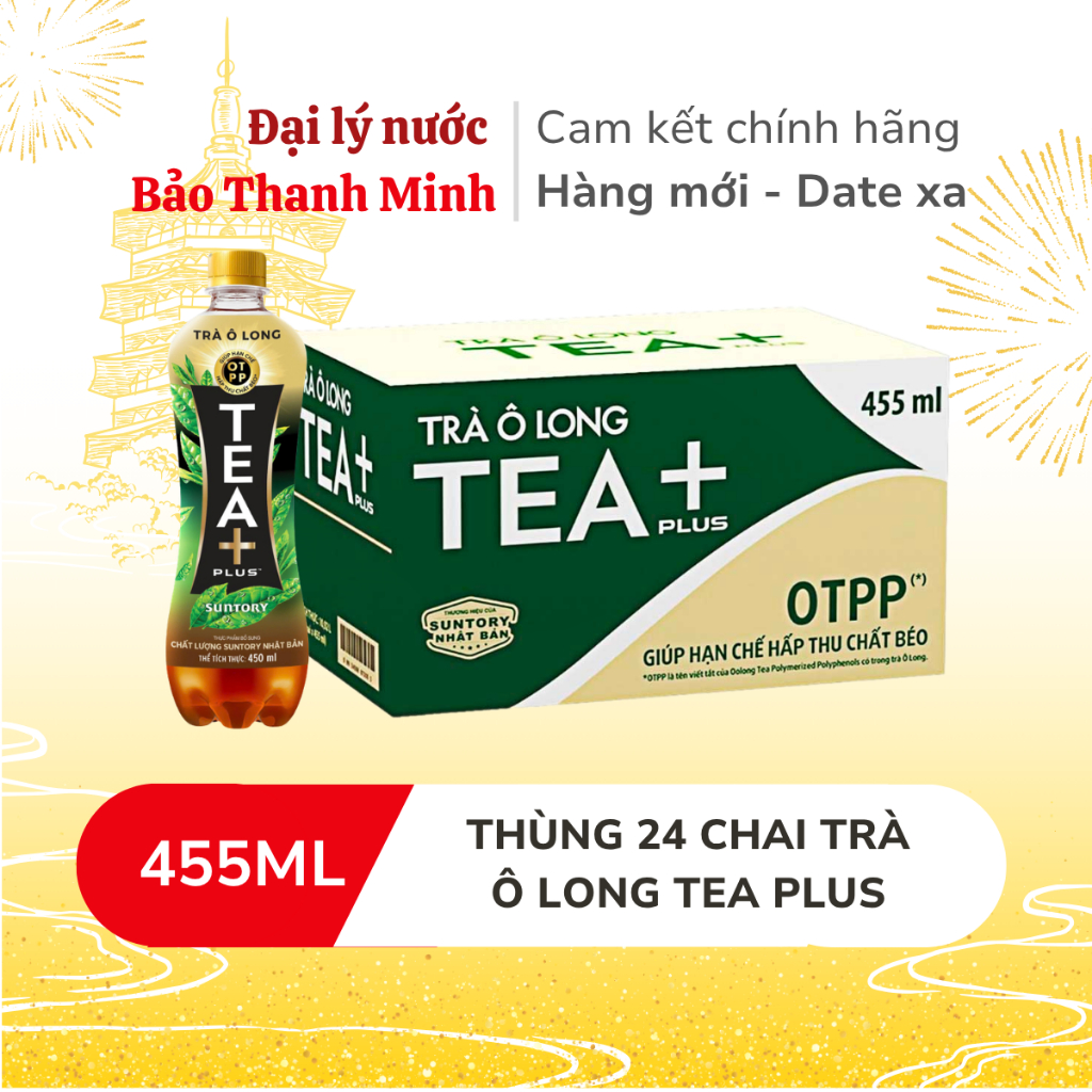 [HOẢ TỐC] Trà Ô Long TEA+ plus 455ml (Thùng 24 chai) (Date xa)