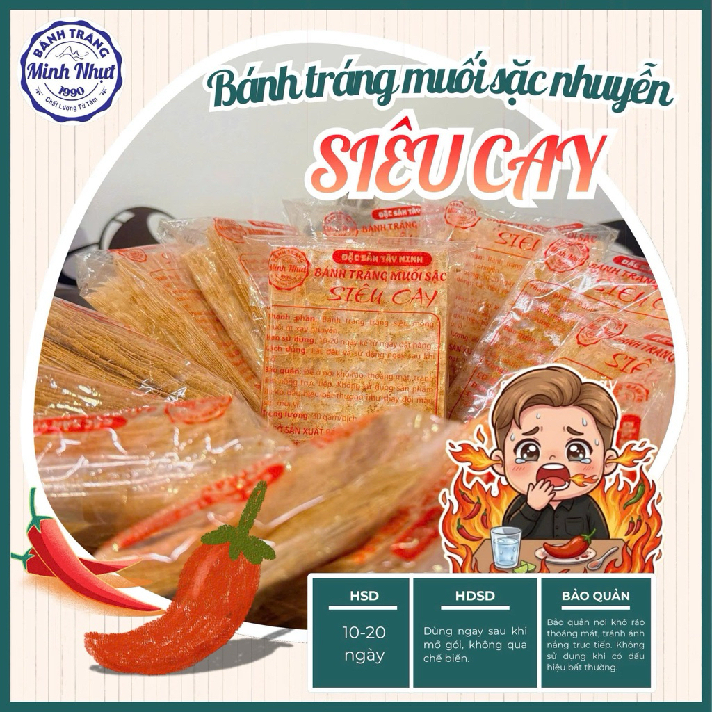 Bánh Tráng Xì Ke Muối Sặc Nhuyễn Siêu Cay Minh Nhựt Tây Ninh,MềmThơm Đậm Vị Cay Tê Dại,Ăn Vặt Ngon,Đặc Sản-Combo 10 bịch