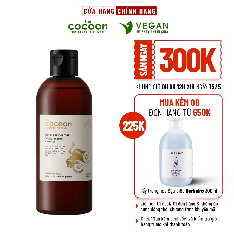 Gel bí đao rửa mặt cocoon 310ml thuần chay