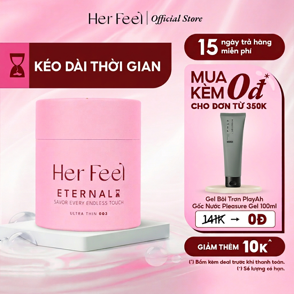 Bao cao su Kéo dài thời gian Her Feel Eternal Hộp 3/ Hộp 10 Hương nước hoa Siêu mỏng Cao Cấp