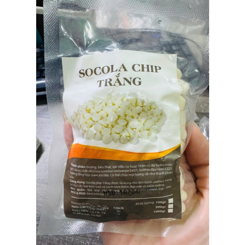 Socola Chip trắng Cacao talk 100gr - gói chiết lẻ từ gói 5kg hàng cty