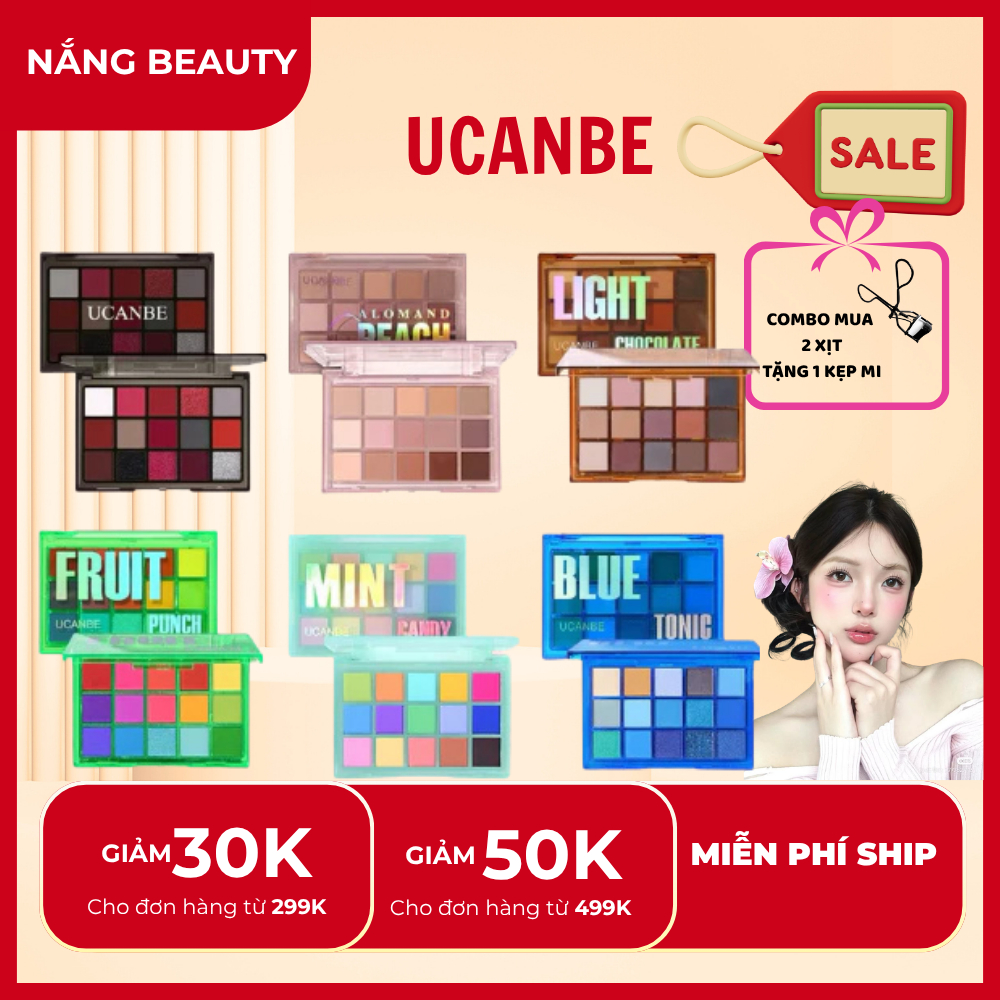 Bảng Phấn Mắt 15 Ô UCANBE Macaron, Chất Phấn Mịn Lì, Nhũ Sáng Lên Màu Chuẩn