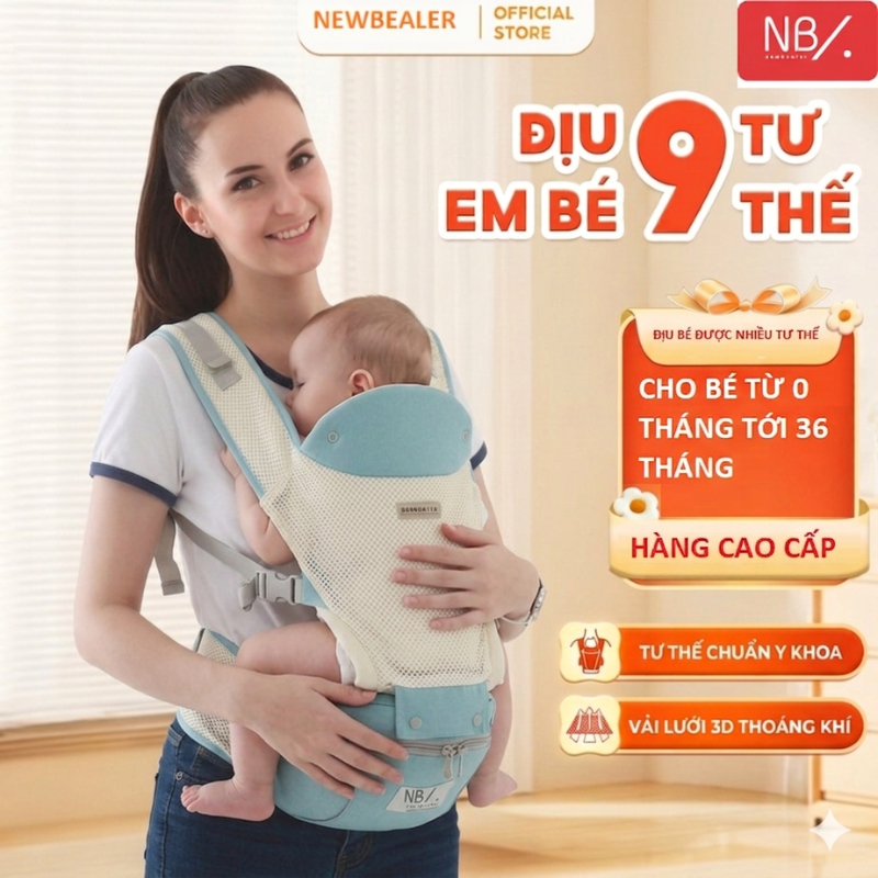 Địu em bé 9 tư thế NEWBEALER PRO chống gù đa năng cao cấp từ 0-36 tháng