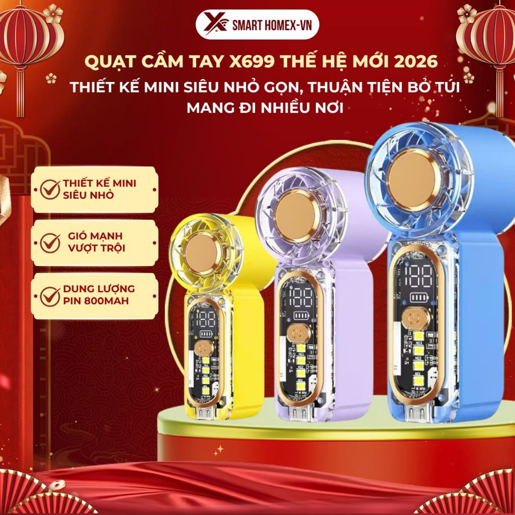 Quạt Cầm Tay Mini X699 – 100 Cấp Độ Gió, Gió Mạnh, Pin Sạc Tích Điện, Nhỏ Gọn Dễ Mang Theo