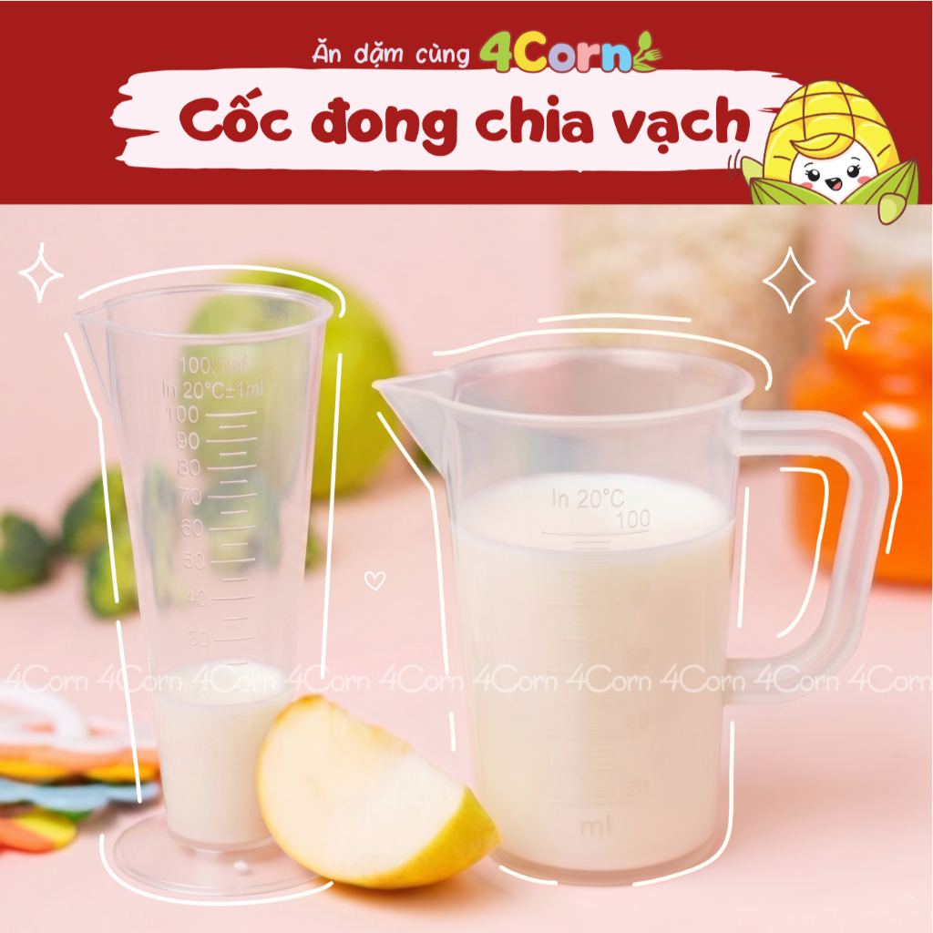 Cốc đong chia vạch ML - đong nước, sữa,...