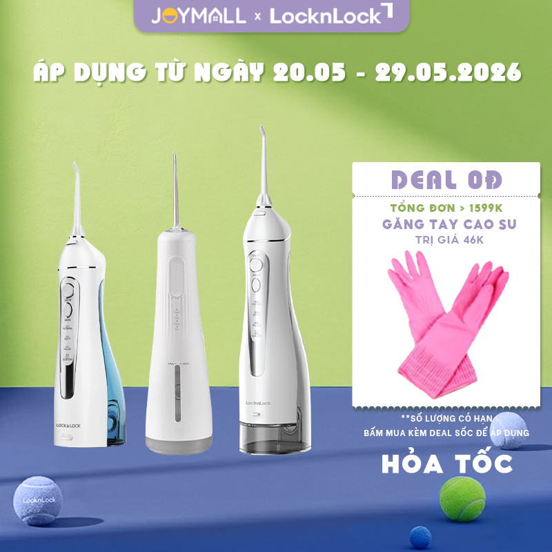 Máy tăm nước không dây LocknLock ENR166GRY ENR154WHT ENR156BLU Kèm Đầu Thay, Hàng chính hãng-JoyMall