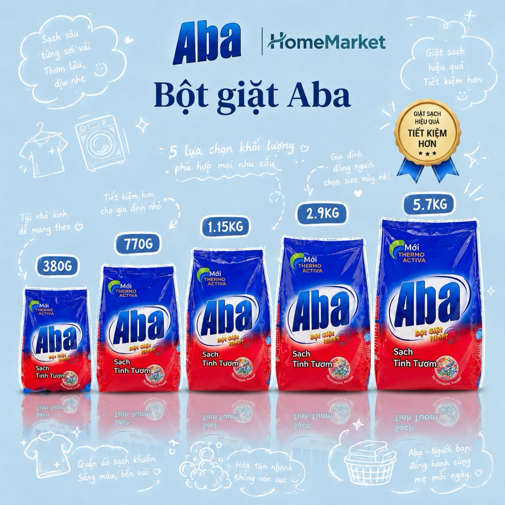 Bột Giặt Aba Junco 5.1kg sạch thơm ngát hương