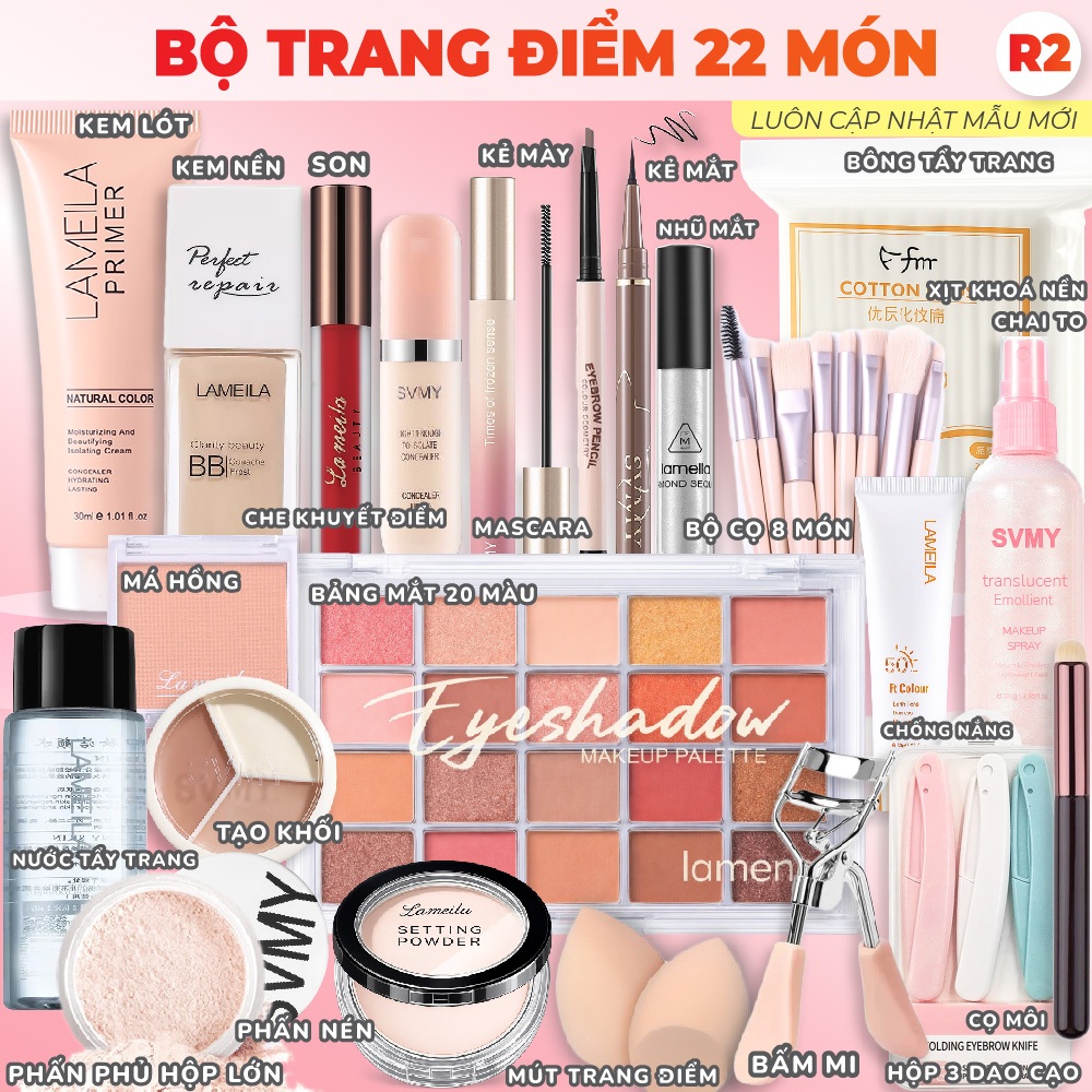 Bộ Trang Điểm Đầy Đủ Bộ Makeup /Trang Điểm Cá Nhân /Trang Điểm Đi Tiệc / Set Trang Điểm 12-27 Món Kem Nền, Phấn Phủ, Son