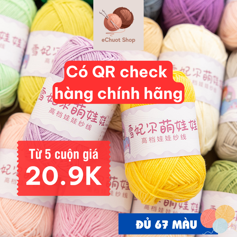 [5C GIÁ 20.9k] Len Baby Yarn hàng chuẩn 40g dài 128m mềm mại, có đủ 67 màu