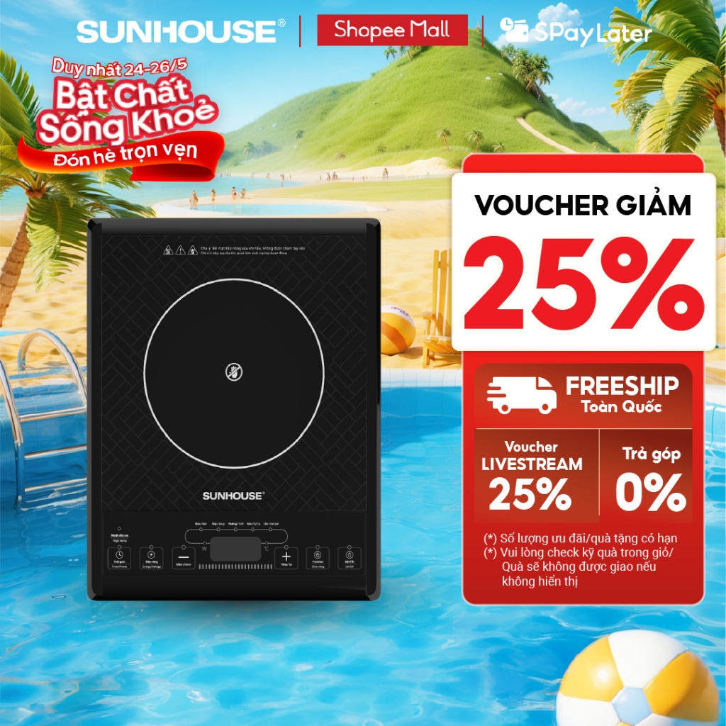 Bếp đơn hồng ngoại Sunhouse SHD6011 - Công suất 2000W - Phím bấm điện tử - 5 chế độ nấu - Bảo hành 12 tháng