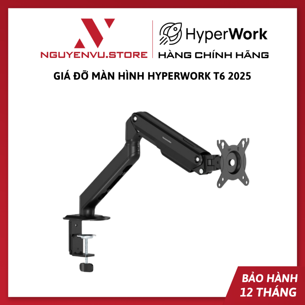 Giá đỡ màn hình Human Motion T6 2025 - Trợ lực Piston 2-9Kg / Màn hình 17-32 Inch - Hàng chính hãng