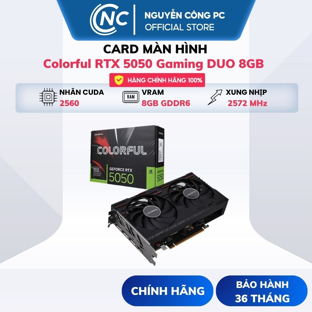 Card màn hình Colorful GeForce RTX 5050 Gaming DUO 8GB - Bảo hành chính hãng 36 tháng