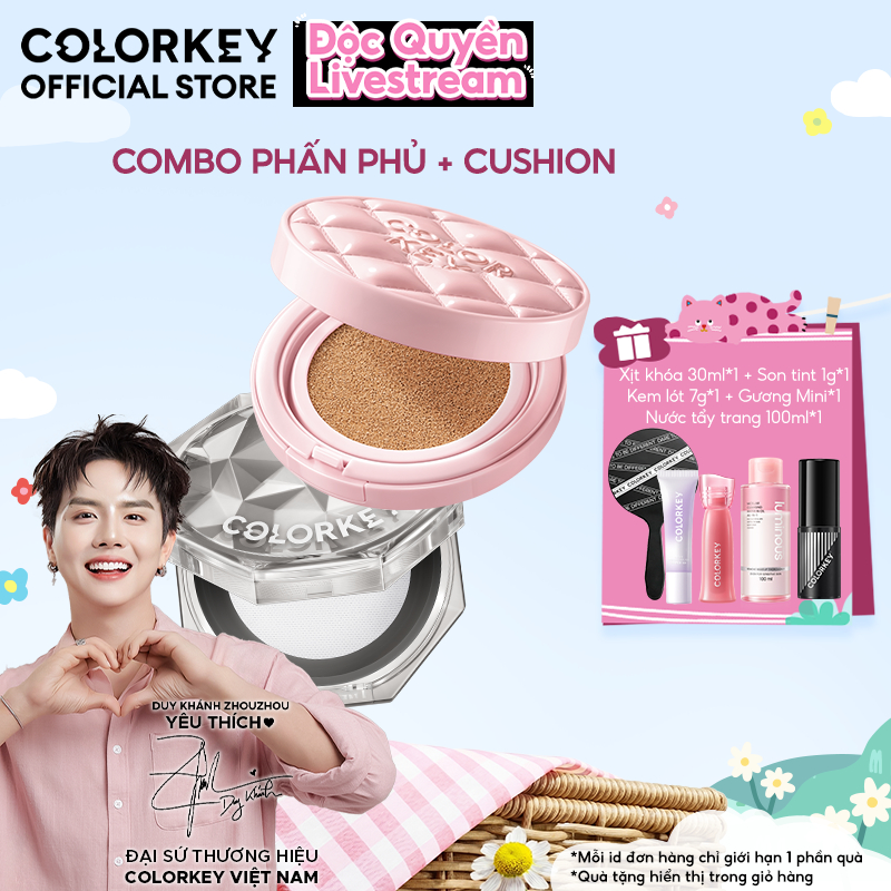 [LIVE DAILY - MUA 2 TẶNG 5] Combo Cushion Chống Nắng 11g + Phấn Phủ Kiềm Dầu Dạng Bột 8g