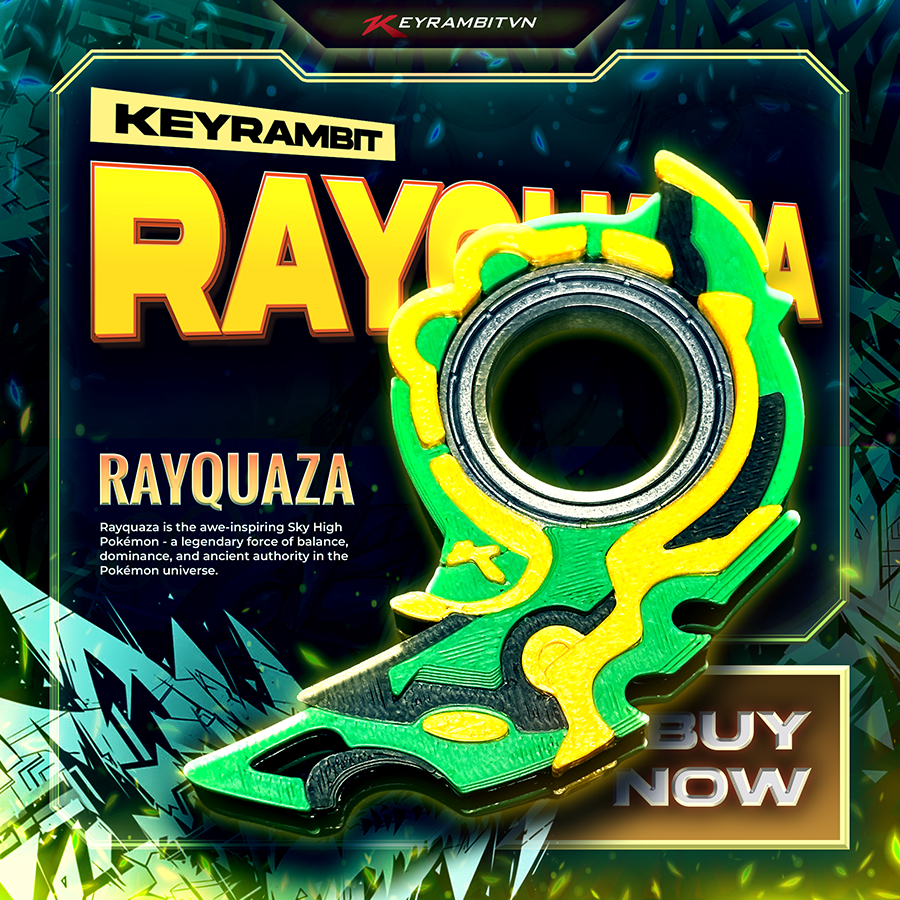 [POKÉMON] Keyrambit Rayquaza – Sky Balance Ascension – Keyrambitvn – Móc Khóa Xả Stress