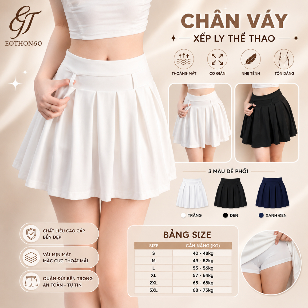 Chân Váy 2 Lớp [ Eothon60 ] CHÂN VÁY XẾP LY MẪU MỚI