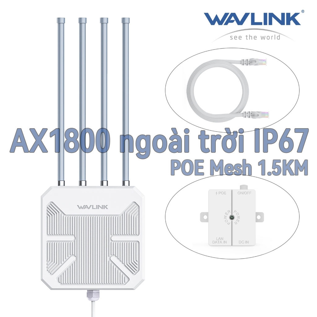 Bộ Phát WiFi6 Ngoài Trời Hỗ Trợ Mesh AX1800 AX3000 Kép Băng tần PoE Kín Nước 2.4G+5G AP Repeater