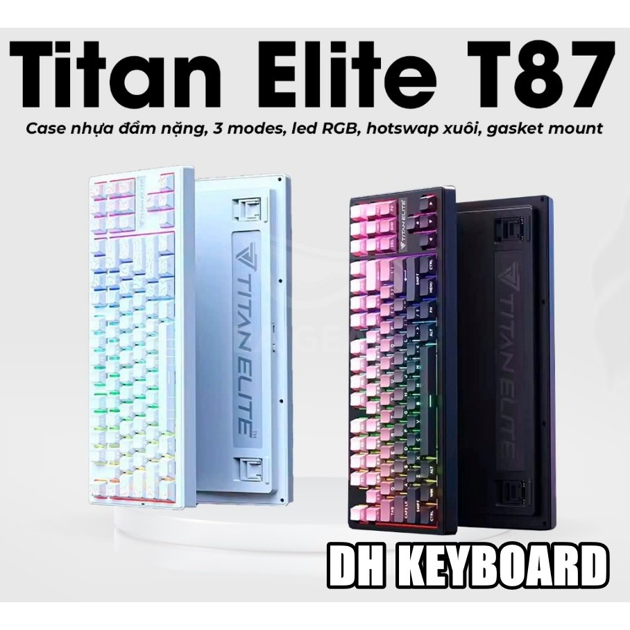 (NEW-SALE) TITAN T87 | AULA F87- Bàn phím cơ không dây | 3 Mode | Mạch Xuôi| Hotswap | RGB