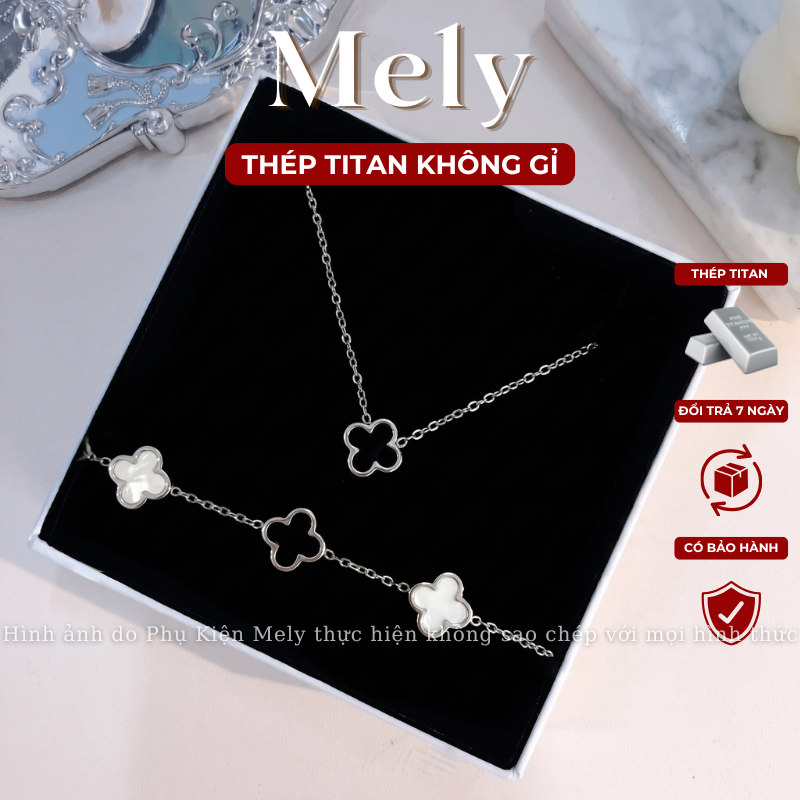 [KHÔNG ĐEN GỈ] Bộ Dây chuyền vòng tay nữ cỏ 4 lá sợi mảnh phụ kiện trang sức thời trang Mely TT64