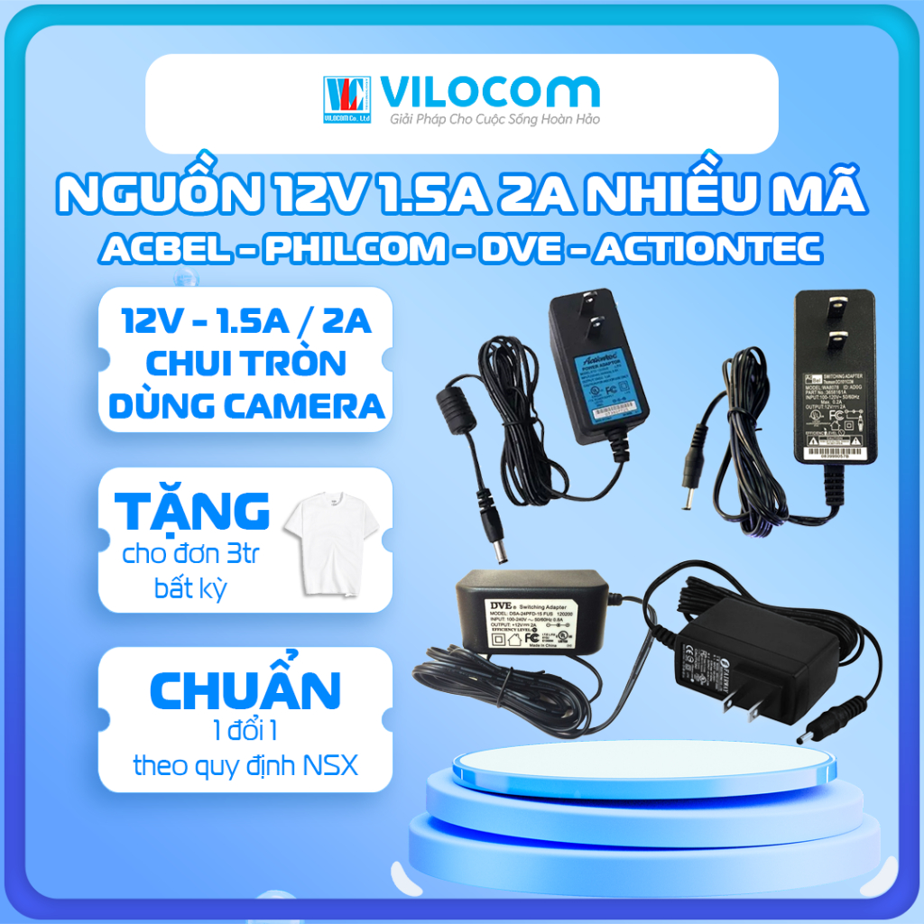 Nguồn camera actiontec/DVE/phicomm 12v-2A