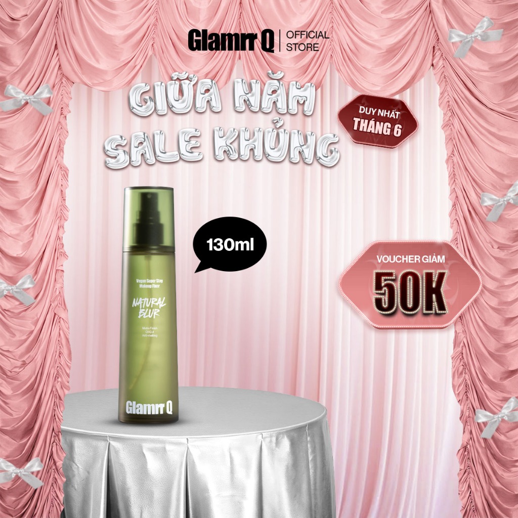 Xịt Khóa Nền Cố Định Glamrr Q Vegan Super Stay Makeup Fixer (50ml, 130ml)