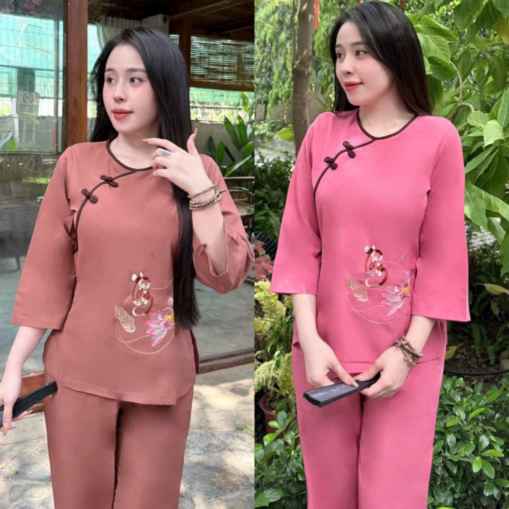 Sò Tâm Kate Lụa Nữ # Đồ Bộ Nữ Đi Chùa #dolamdichua #quanaonu #dolamnuxinh #