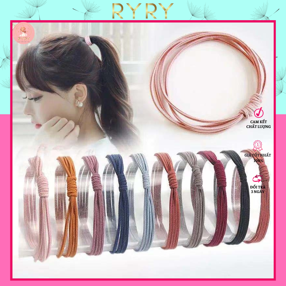 Set dây cột tóc thun 3 vòng đơn giản cho nữ
