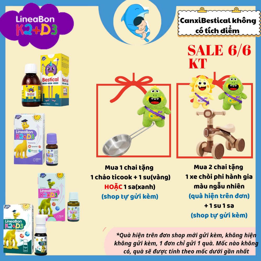 [KT] Combo LineaBon/Canxi Bestifer Mom/Canxi Bestical hỗ trợ hấp thu canxi giúp bé cao lớn MECAHEO