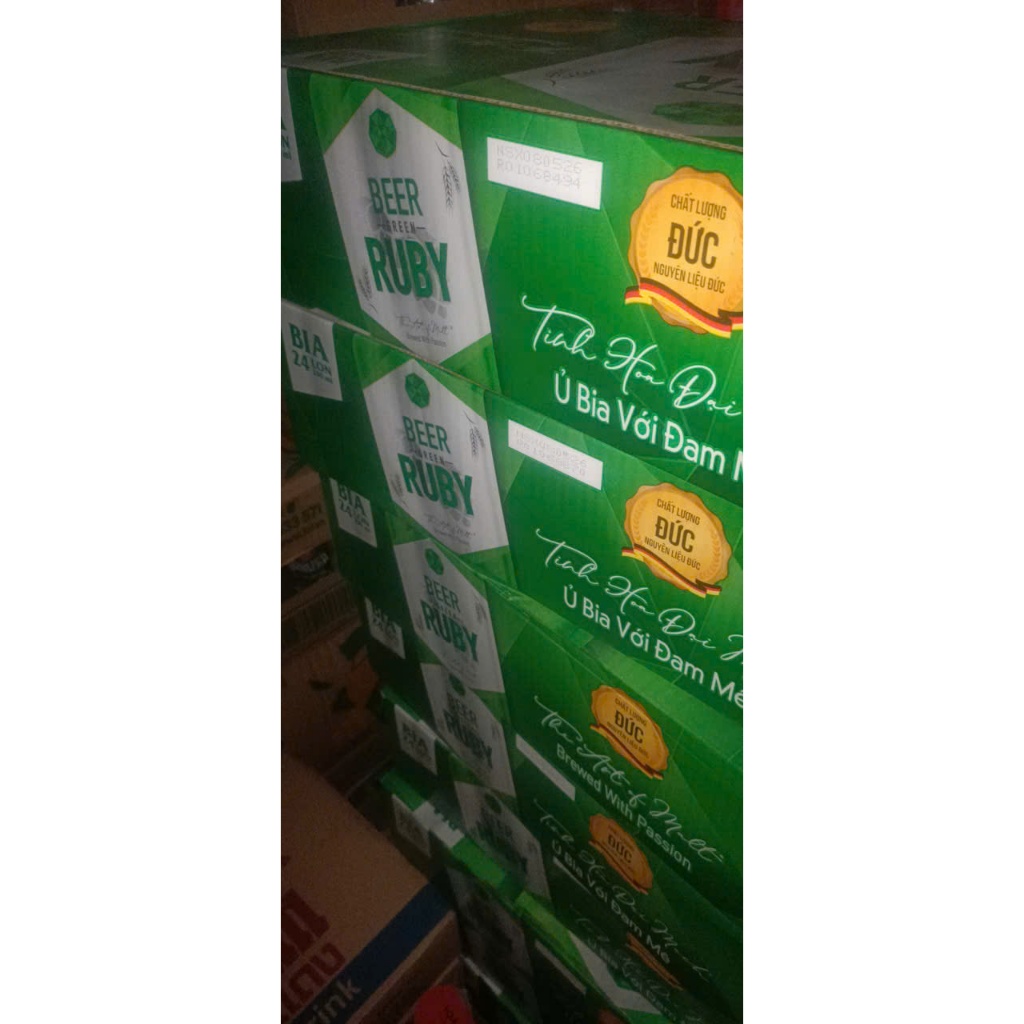 Thùng 24 lon bia Red Ruby Xanh 330ml