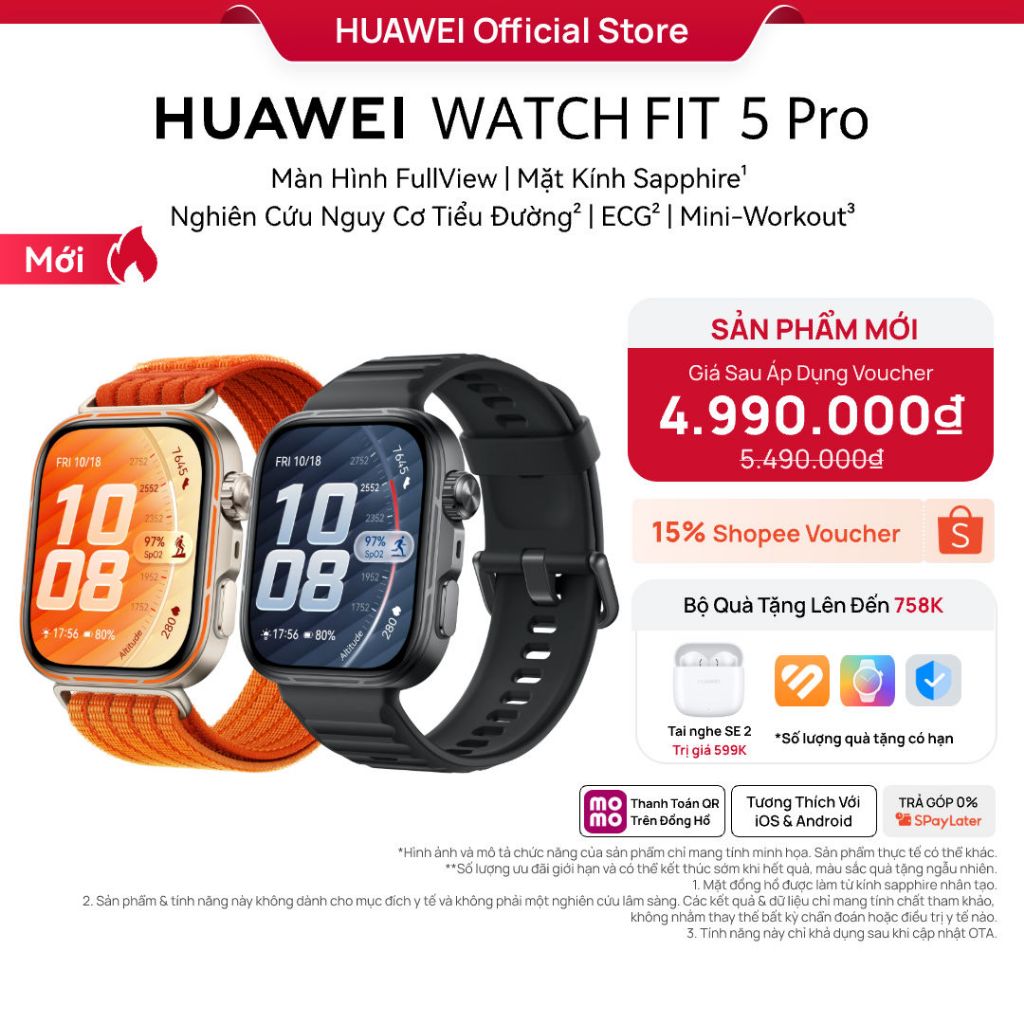 [LIVE] Đồng Hồ Thông Minh HUAWEI WATCH FIT 5 Pro |Titanium & Kính Sapphire 2.5D | Nghiên Cứu Nguy Cơ Tiểu Đường