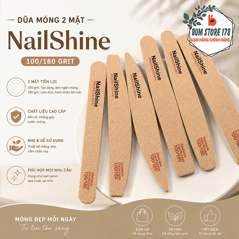 Dũa Móng Tay 2 Mặt 100/180 Grit Dũa Nail Tạo Dáng Móng, Chà Nhám Móng Giả Móng Gel Dễ Dùng