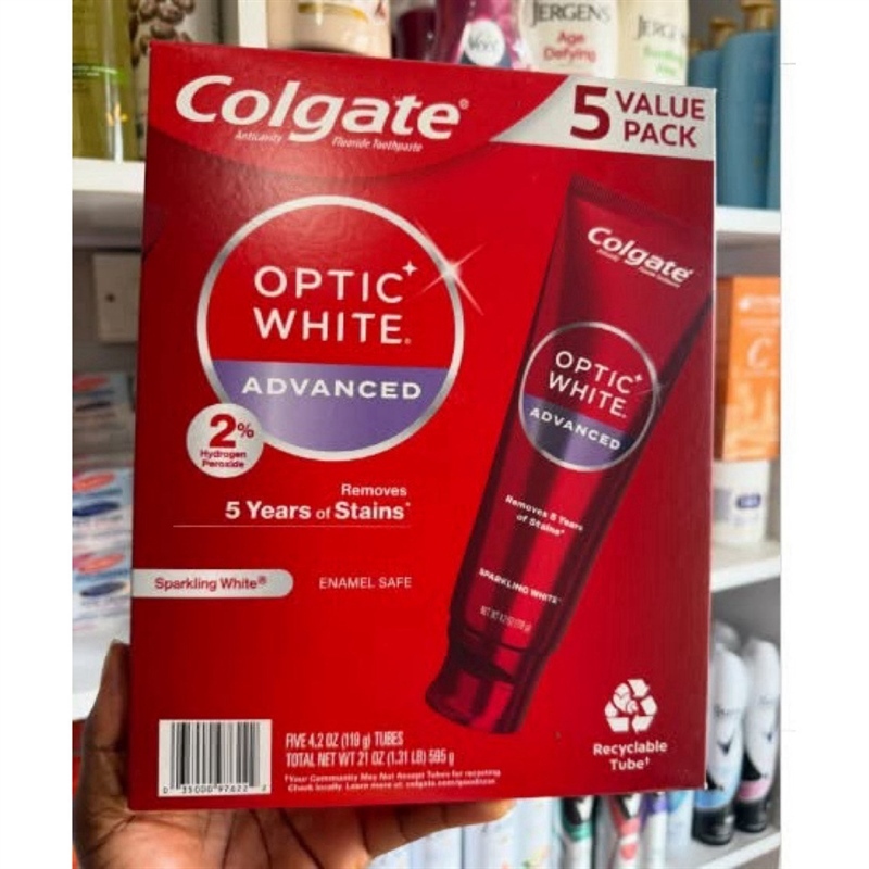 🪥🦷 SET HỘP 5 TUÝP KEM ĐÁNH RĂNG CAO CẤP SIÊU THƠM, SIÊU SẠCH GIÚP TRẮNG RĂNGCOLGATE OPTIC WHITE ADVANCED 2% HYDROGEN